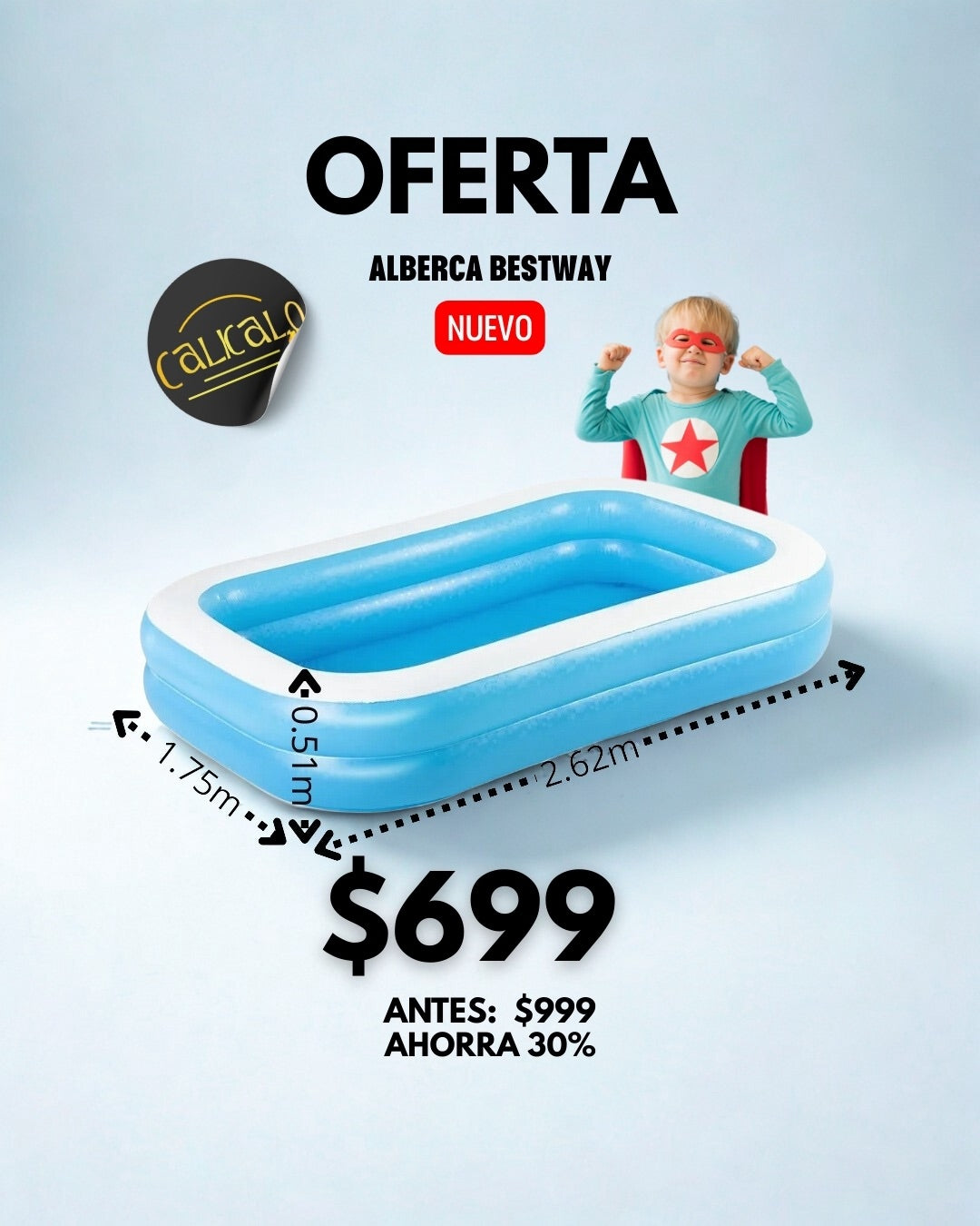 Alberca Bestway 2.62 x 1.75 x 0.51m