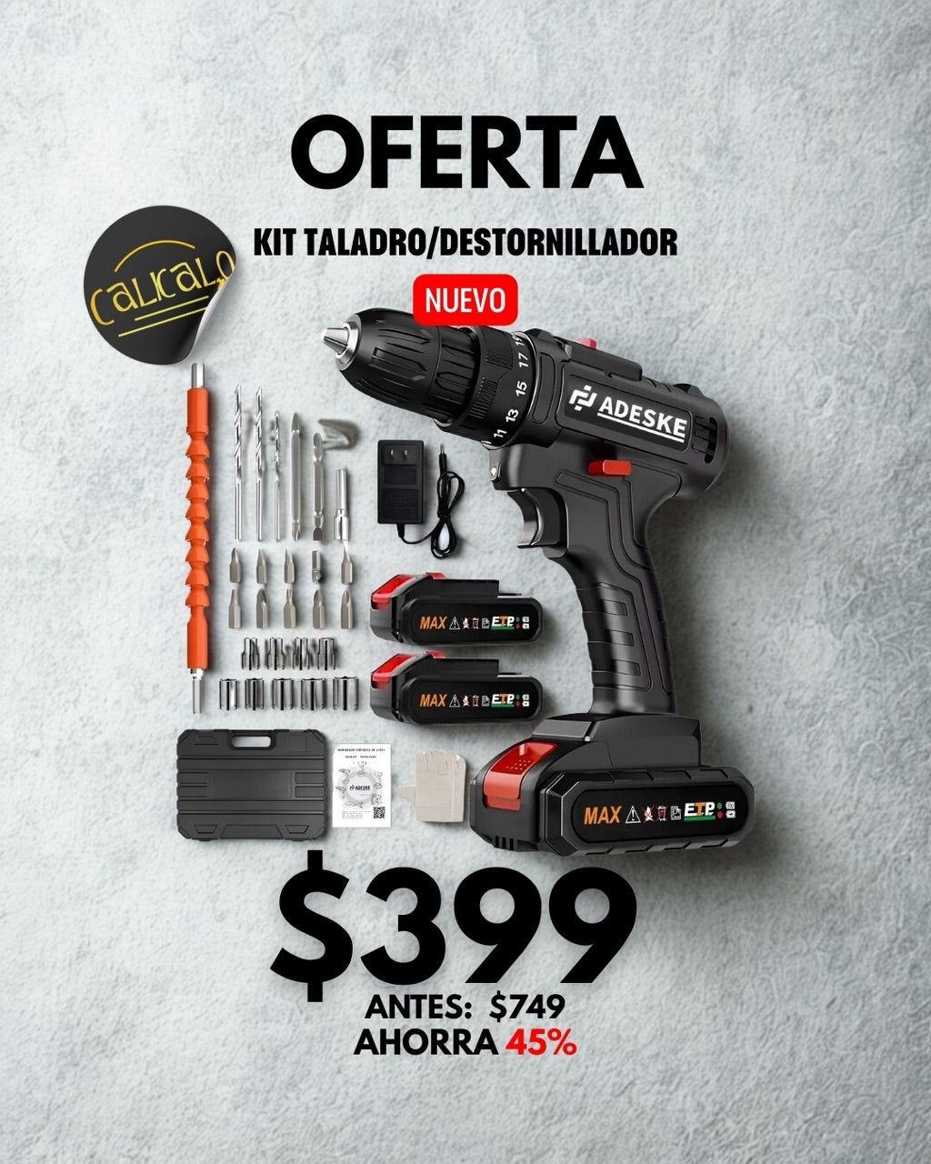 Taladro/Destornillador Inalámbrico ADESKE